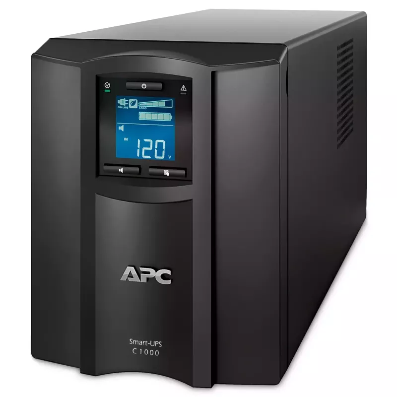 APC Smart-UPS C, linijinis interaktyvus, 1000VA, bokštas, 230V, 8x IEC C13 lizdai, SmartConnect prievadas, USB ir nuoseklus ryšys, AVR, grafinis LCD