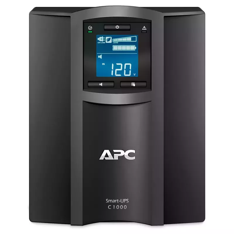 APC Smart-UPS C, linijinis interaktyvus, 1000VA, bokštas, 230V, 8x IEC C13 lizdai, SmartConnect prievadas, USB ir nuoseklus ryšys, AVR, grafinis LCD