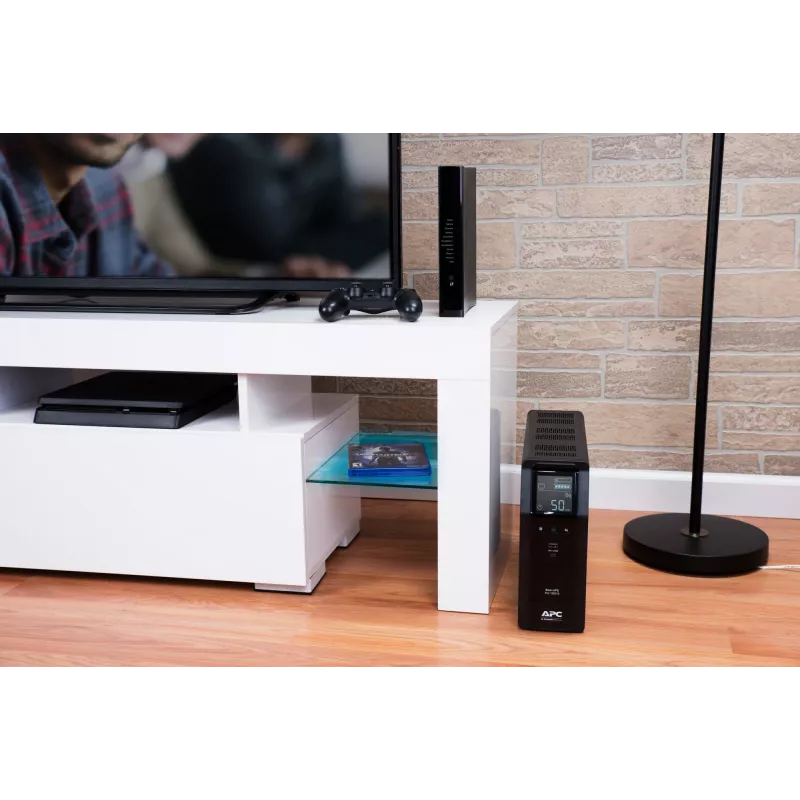 APC Back-UPS Pro, 1200VA/720W, bokštinis, 230V, 8x IEC C13 lizdai, sinusinė banga, AVR, USB A ir C prievadai, LCD, keičiama baterija