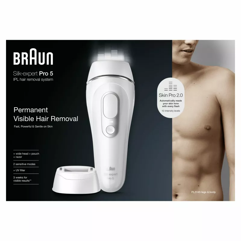 Epiliatorius Braun Silk-expert Pro PL5145 intensyvi impulsinė šviesa IPL baltas