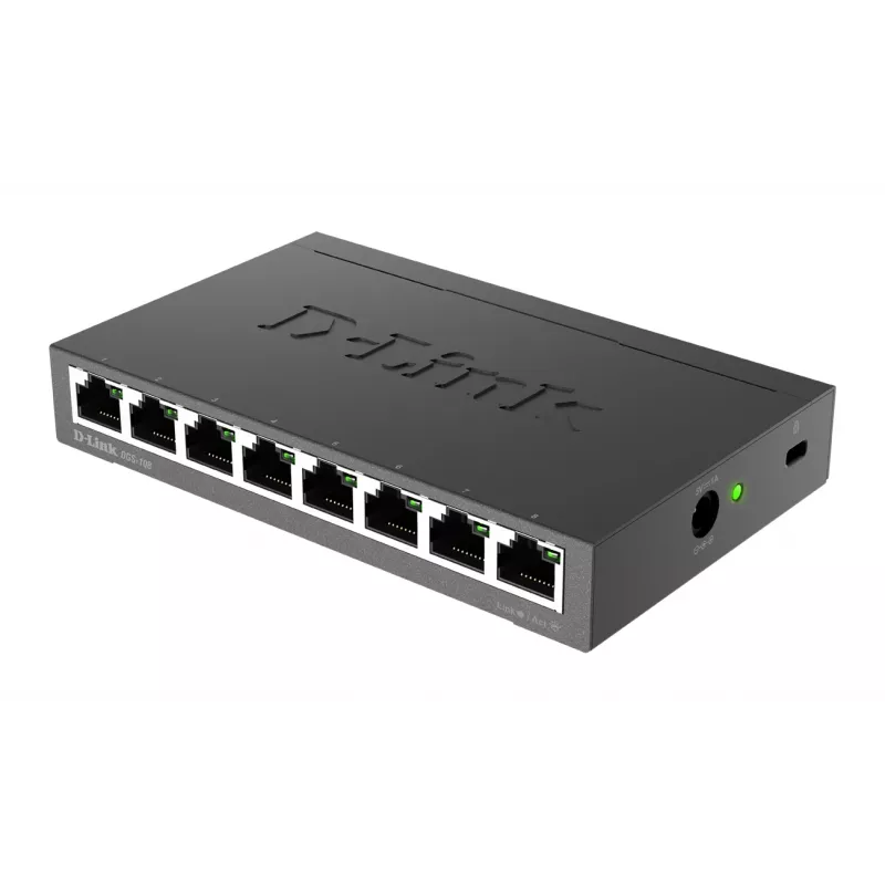 D-Link DGS-108 nevaldomas L2 Gigabit Ethernet (10/100/1000) jungiklis, juodas