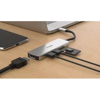 D-Link 5-in-1 USB-C centras su HDMI ir SD/microSD kortelių skaitytuvu
