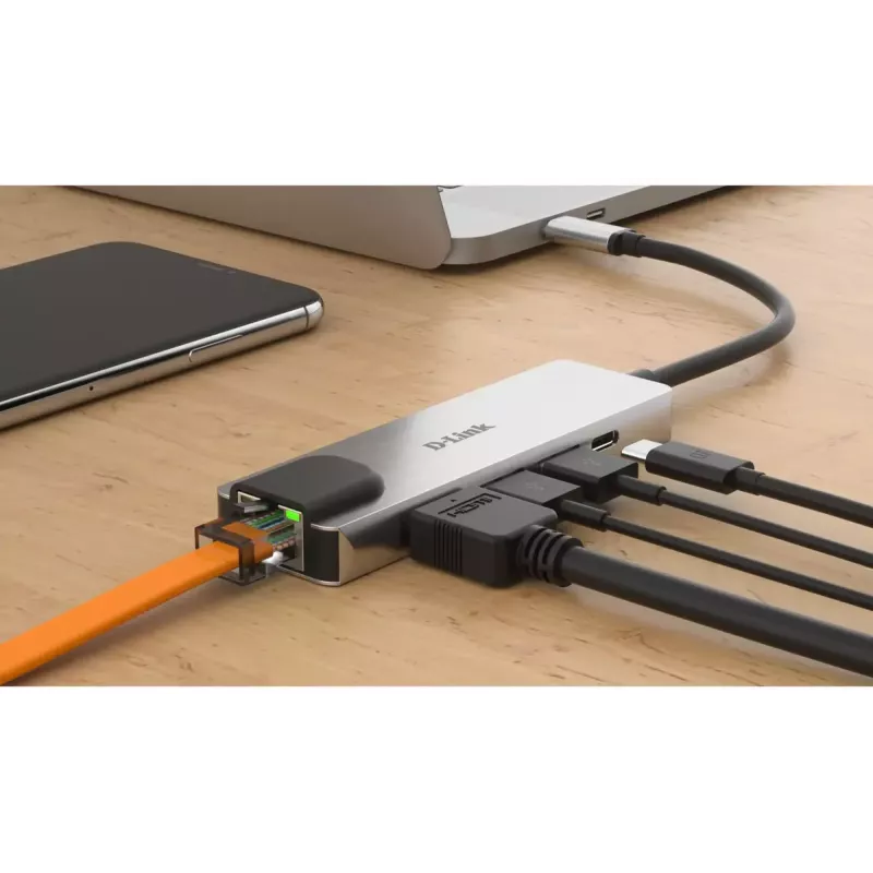 D-Link USB-C 5-in-1 stotelė su HDMI, Ethernet ir Power Delivery