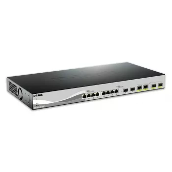D-Link DXS-1210-12TC/E valdomas tinklo jungiklis L2 10G Ethernet (100/1000/10000) 1U juodas, sidabrinis