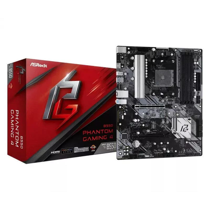 ASRock B550 Phantom Gaming 4 pagrindinė plokštė AMD B550 Socket AM4 ATX