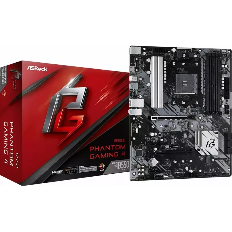 ASRock B550 Phantom Gaming 4 pagrindinė plokštė AMD B550 Socket AM4 ATX