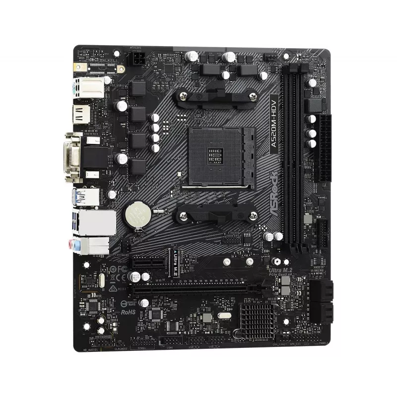 ASRock pagrindinė plokštė A520M-HDV AM4 AMD A520 2x DDR4 USB 3.2 SATA 3 7.1ch HD Audio mATX