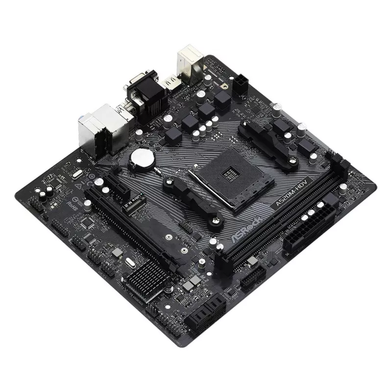 ASRock pagrindinė plokštė A520M-HDV AM4 AMD A520 2x DDR4 USB 3.2 SATA 3 7.1ch HD Audio mATX
