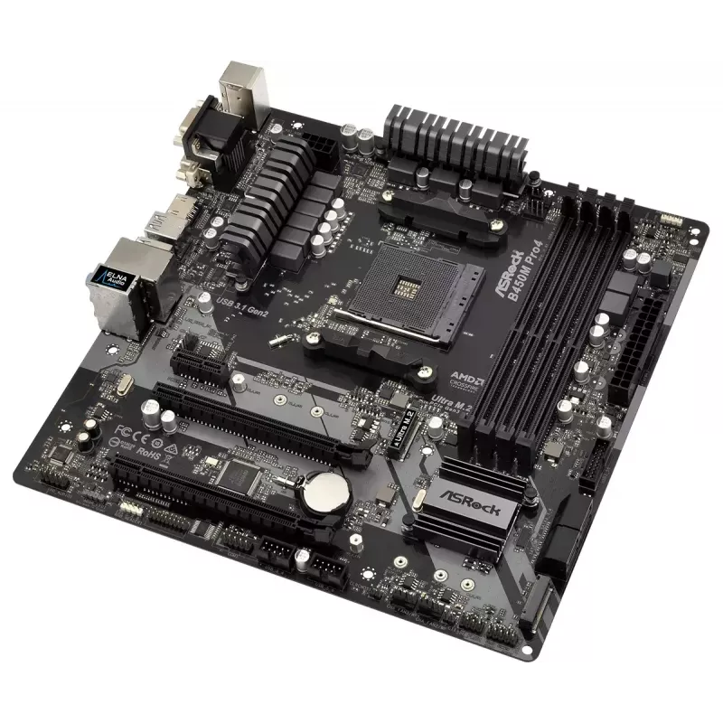 Motininė plokštė ASRock B450M PRO4 AMD B450 Socket AM4 micro ATX