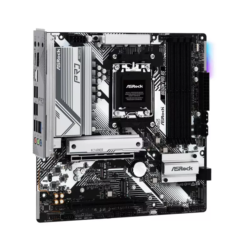 Pagrindinė plokštė ASRock B650M Pro RS — AMD B650, Socket AM5, micro ATX, DDR5, 4x DIMM, 128 GB, 2.5Gb LAN, 1x M.2, HDMI, DP