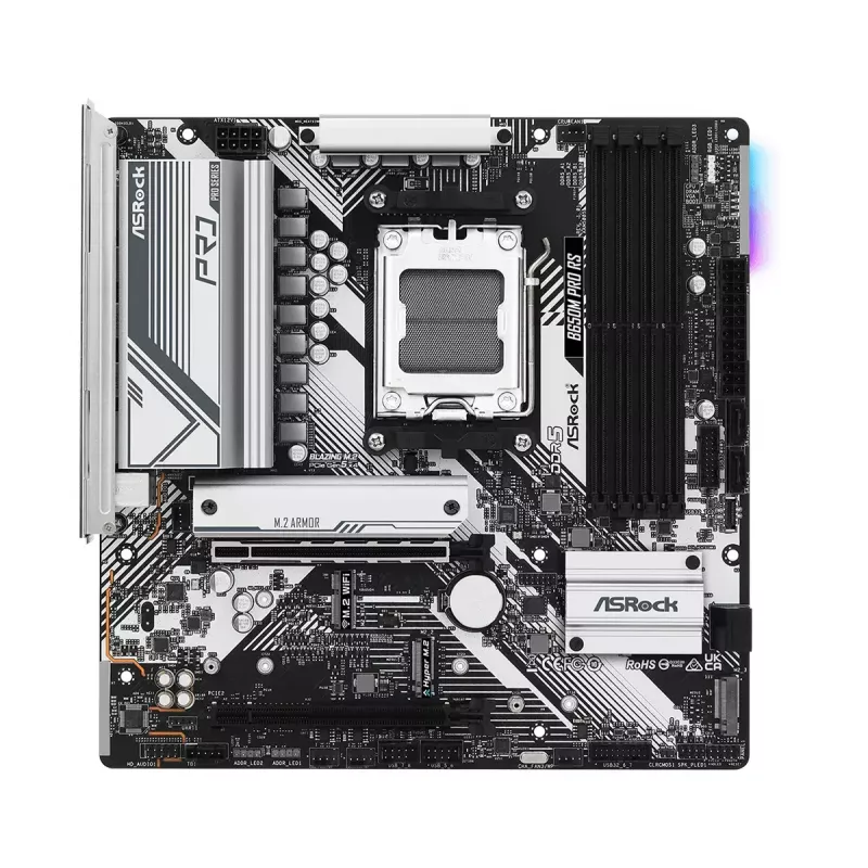 Pagrindinė plokštė ASRock B650M Pro RS — AMD B650, Socket AM5, micro ATX, DDR5, 4x DIMM, 128 GB, 2.5Gb LAN, 1x M.2, HDMI, DP