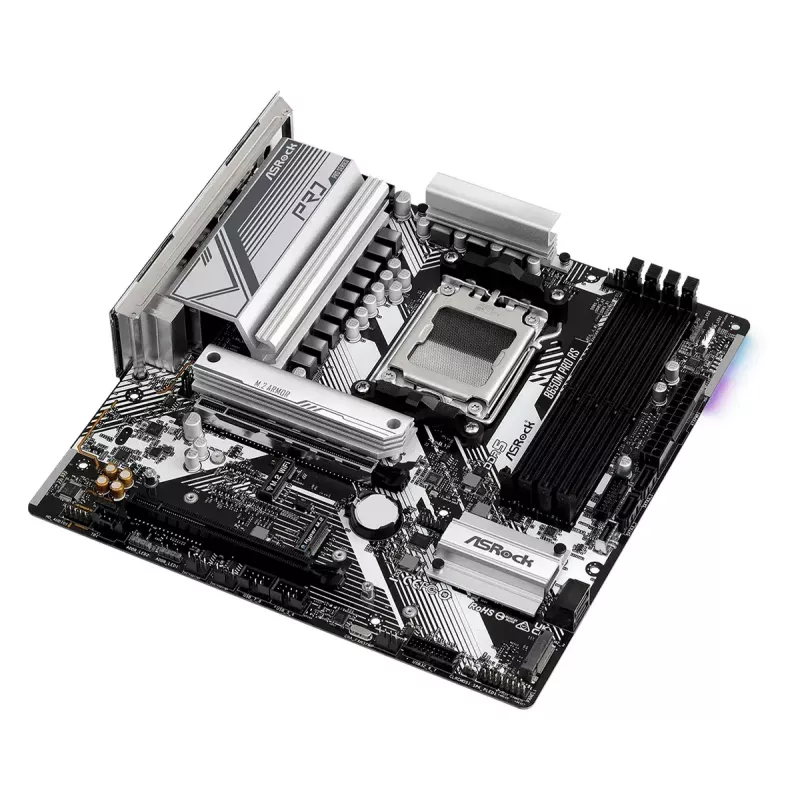 Pagrindinė plokštė ASRock B650M Pro RS — AMD B650, Socket AM5, micro ATX, DDR5, 4x DIMM, 128 GB, 2.5Gb LAN, 1x M.2, HDMI, DP
