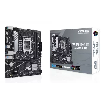Motininė plokštė ASUS PRIME B760M-K D4 — Intel B760, LGA 1700, Micro ATX, 2x DDR4 DIMM, 64 GB, M.2, SATA III, 2.5Gb Ethernet