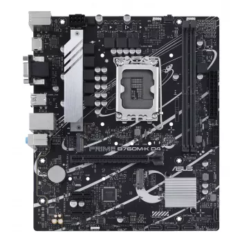 Motininė plokštė ASUS PRIME B760M-K D4 — Intel B760, LGA 1700, Micro ATX, 2x DDR4 DIMM, 64 GB, M.2, SATA III, 2.5Gb Ethernet