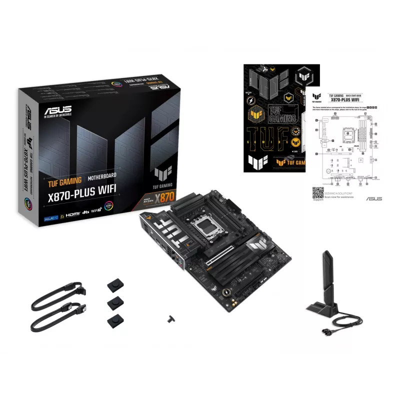 Motininė plokštė ASUS TUF GAMING X870-PLUS WIFI — AMD X870, lizdas AM5, ATX, DDR5, 4 DIMM, Wi‑Fi 7, Bluetooth 5.4
