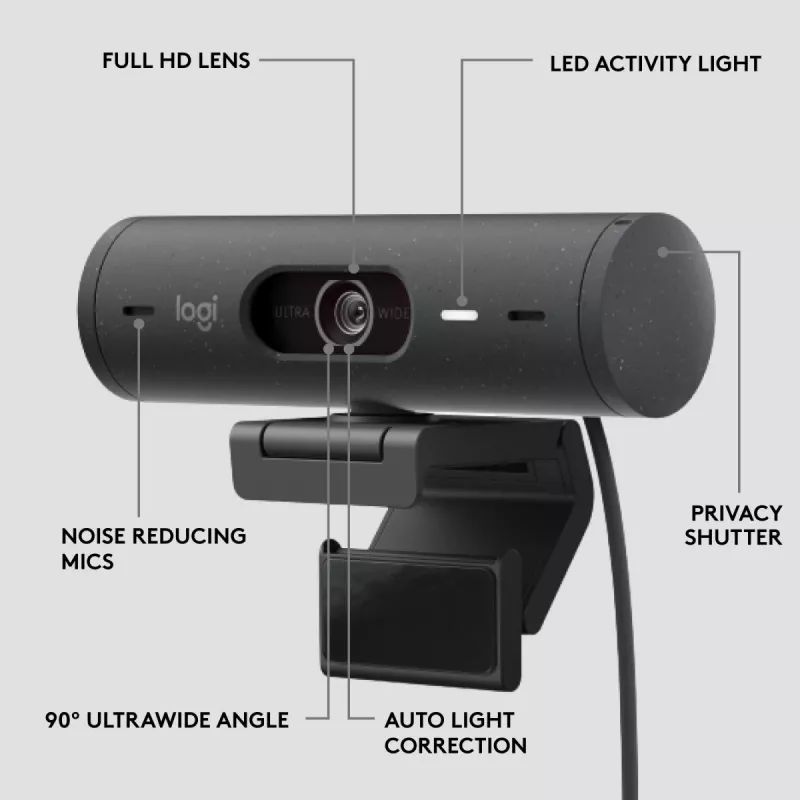 LOGITECH Brio 500 Full HD internetinė kamera Graphite