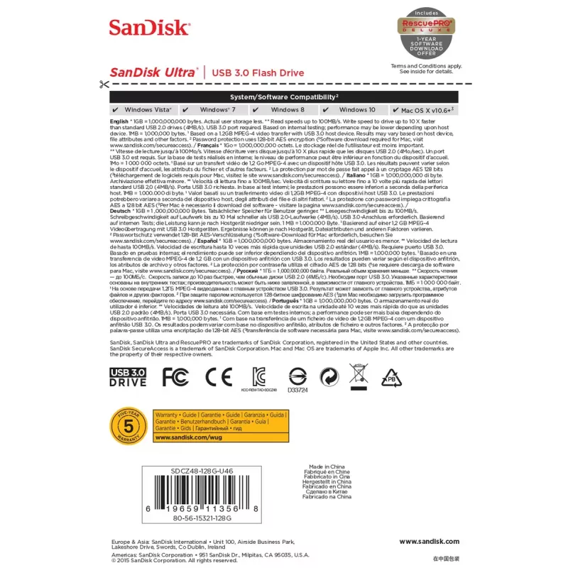 USB atmintukas SanDisk 128 GB USB-A 3.2 Gen 1 juodas