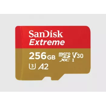 SanDisk Extreme 256 GB microSDXC atminties kortelė SDSQXAV-256G-GN6MA UHS-I U3 V30 190 MB/s skaitymas 130 MB/s rašymas raudona
