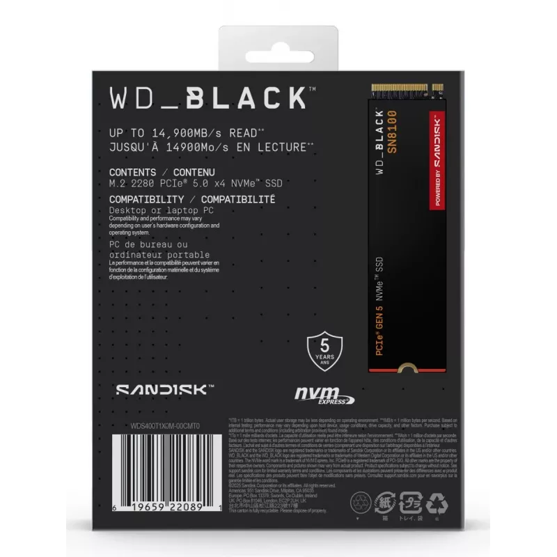 WESTERN DIGITAL SSD - WD_BLACK SN8100 - 4TB - M.2 2280