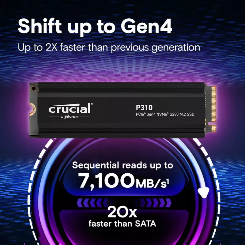 SSD Crucial 4 TB M.2 PCI Express 4.0 NVMe P310 su integruotu aušintuvu