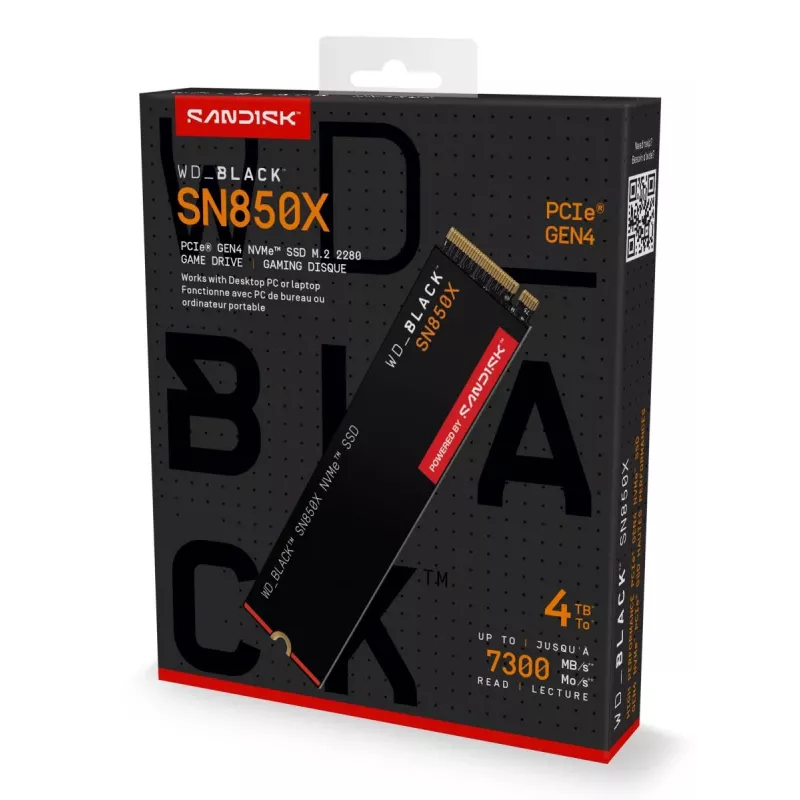 WESTERN DIGITAL SSD - WD_BLACK SN850X - 4TB - PCIe Gen4 x4 - M.2 2280