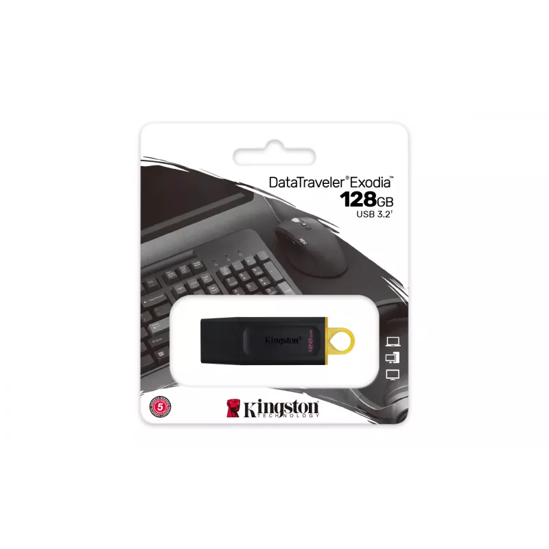 Kingston DataTraveler Exodia 128 GB USB 3.2 atmintukas (juodas/geltonas)