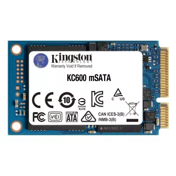 Kingston Technology 512G SSD KC600 SATA3 mSATA, 512 GB, mSATA, 550 MB/s, 6 Gbit/s