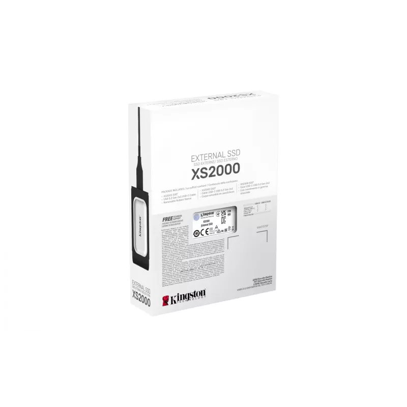 Kingston XS2000 2 TB nešiojamas SSD, USB Type-C, 3.2 Gen 2x2, 2000 MB/s, juodas/sidabrinis