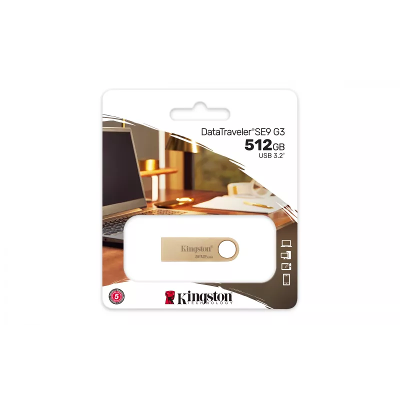 Kingston DataTraveler SE9 G3 512GB USB 3.2 Gen 1 metalinis raktų pakabukas