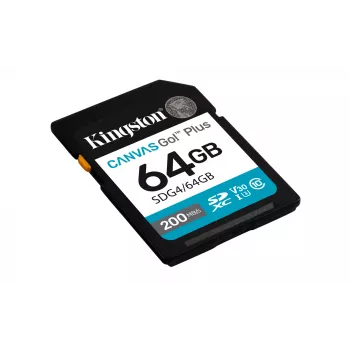 Kingston Canvas Go! Plus 64GB SDXC atminties kortelė 200MB/s C10 UHS-I U3 V30