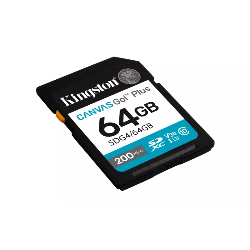Kingston Canvas Go! Plus 64GB SDXC atminties kortelė 200MB/s C10 UHS-I U3 V30