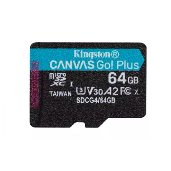 Kingston 64GB microSDXC Canvas Go Plus Gen4 200MB/s A2 U3 V30 atminties kortelė su adapteriu