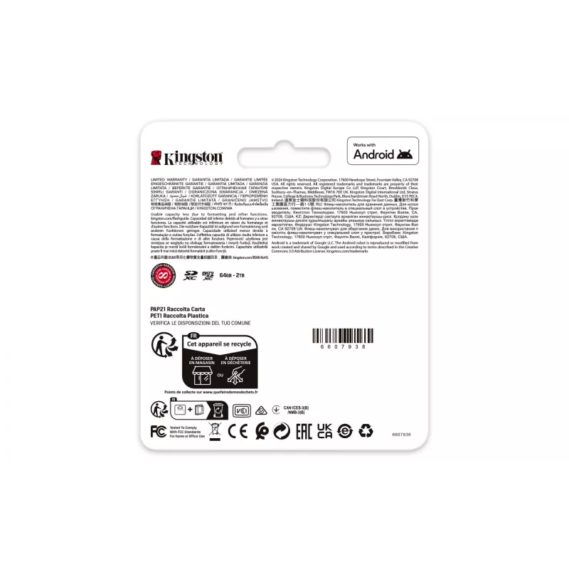 Kingston 64GB microSDXC Canvas Go Plus Gen4 200MB/s A2 U3 V30 atminties kortelė su adapteriu