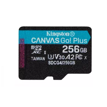 Kingston 256GB microSDXC Canvas Go Plus Gen4 200MB/s A2 U3 V30 atminties kortelė su adapteriu