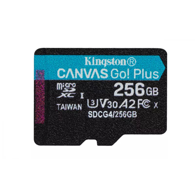 Kingston 256GB microSDXC Canvas Go Plus Gen4 200MB/s A2 U3 V30 atminties kortelė su adapteriu