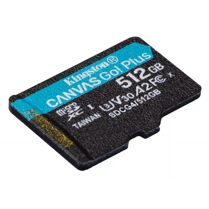 Kingston Technology 512GB microSDXC Canvas Go Plus Gen4 200MB/s A2 U3 V30 kortelė su adapteriu