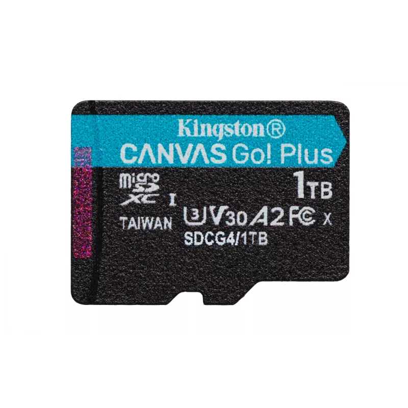 Kingston Technology 1TB microSDXC Canvas Go Plus Gen4 200MB/s A2 U3 V30 atminties kortelė su adapteriu