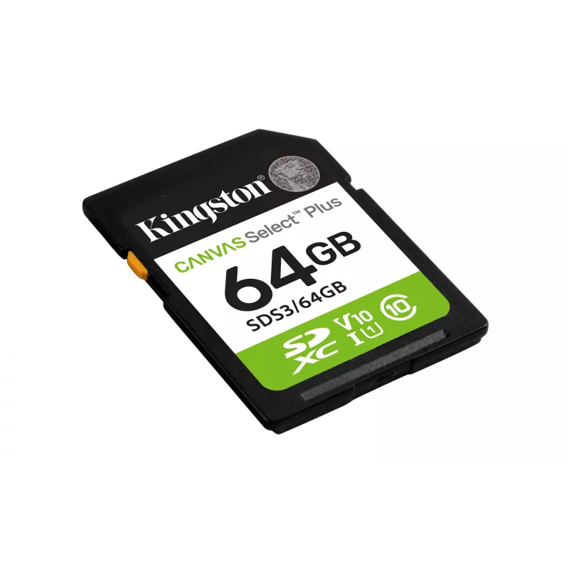 Kingston Canvas Select Plus 64GB SDXC atminties kortelė, 100MB/s, C10, UHS-I, U1, V10