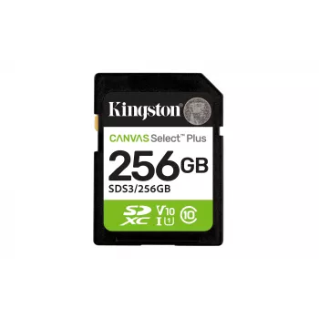 SDXC atminties kortelė KINGSTON Canvas Select Plus Gen3 256GB SD UHS‑I 150MB/s C10 U1 V10