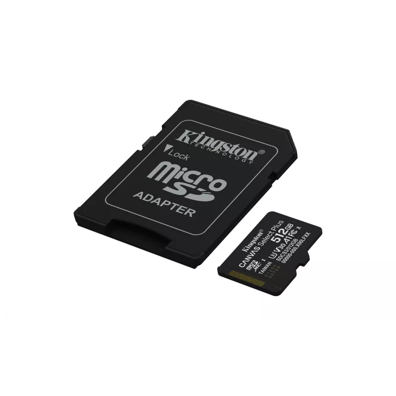 Kingston Canvas Select Plus 512GB microSDXC Gen3 150MB/s A1 atminties kortelė su adapteriu