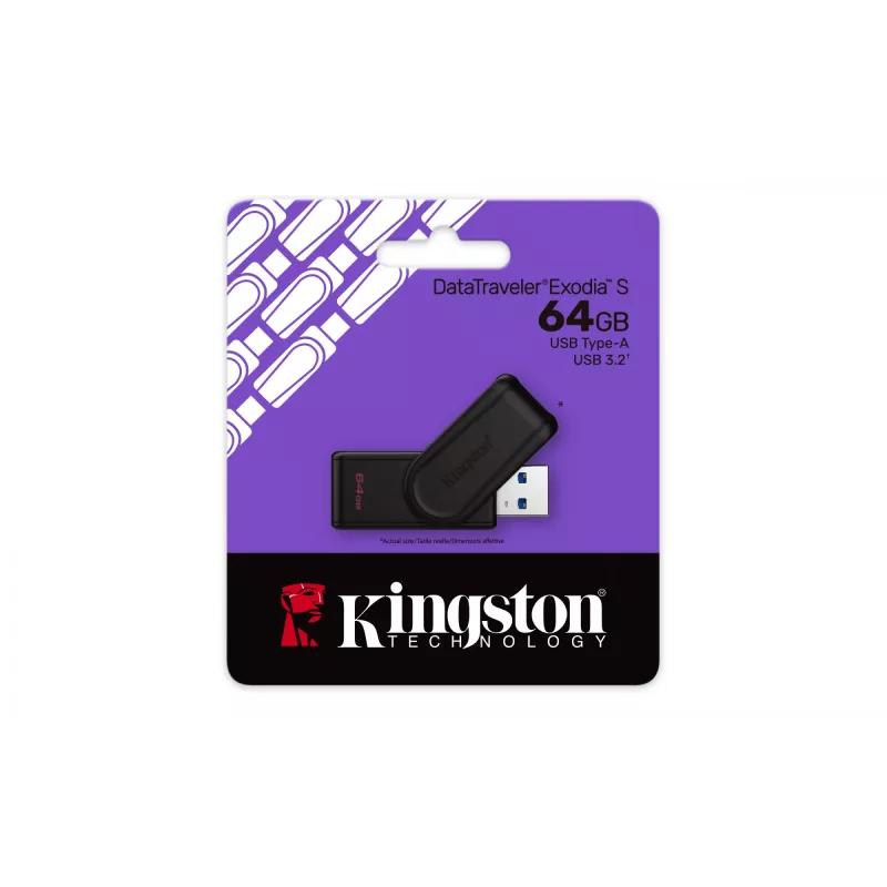 Kingston DataTraveler 64GB USB 3.2 Gen 1 Exodia S (juoda/juoda)