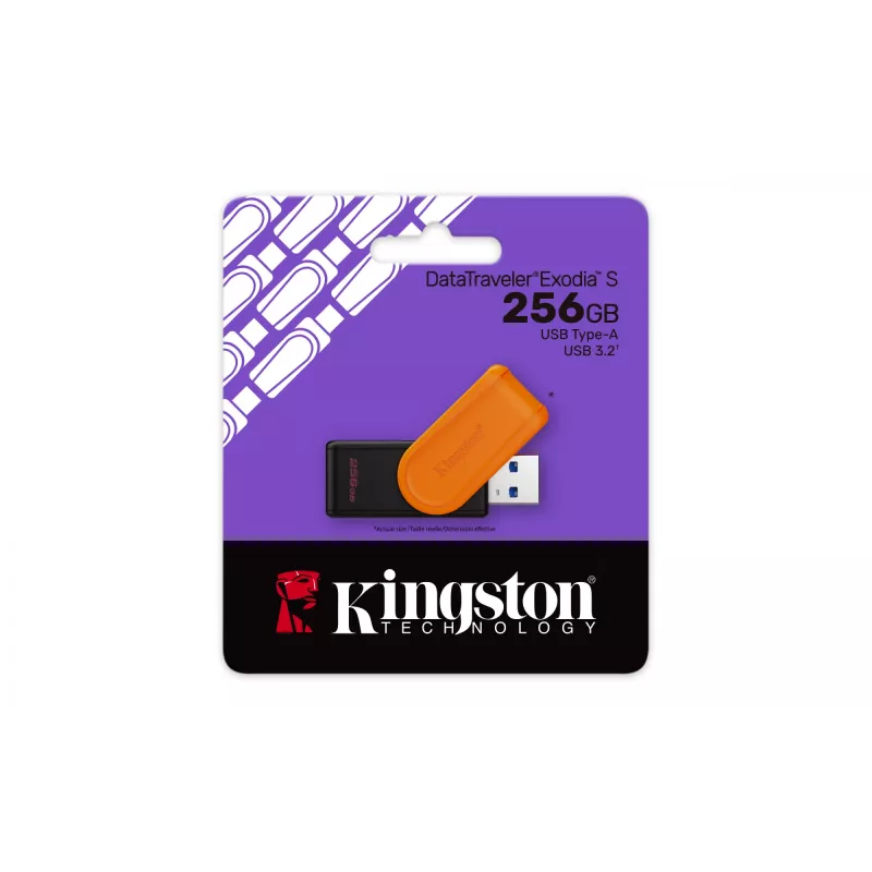 Kingston DataTraveler Exodia S 256GB USB 3.2 Gen 1 atmintukas (juoda/oranžinė)