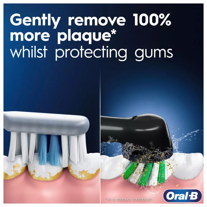 Oral-B Pro 1 Cross Action suaugusiųjų sukamoji-osciliuojanti dantų šepetėlis juodas