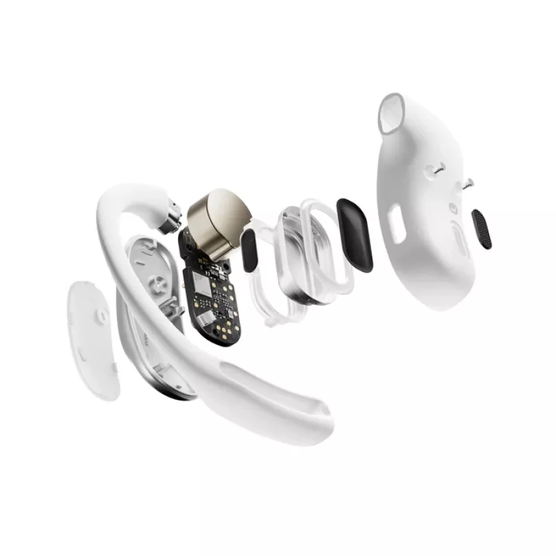 SHOKZ OpenFit Air belaidės ausinės su ausų kabliukais, baltos