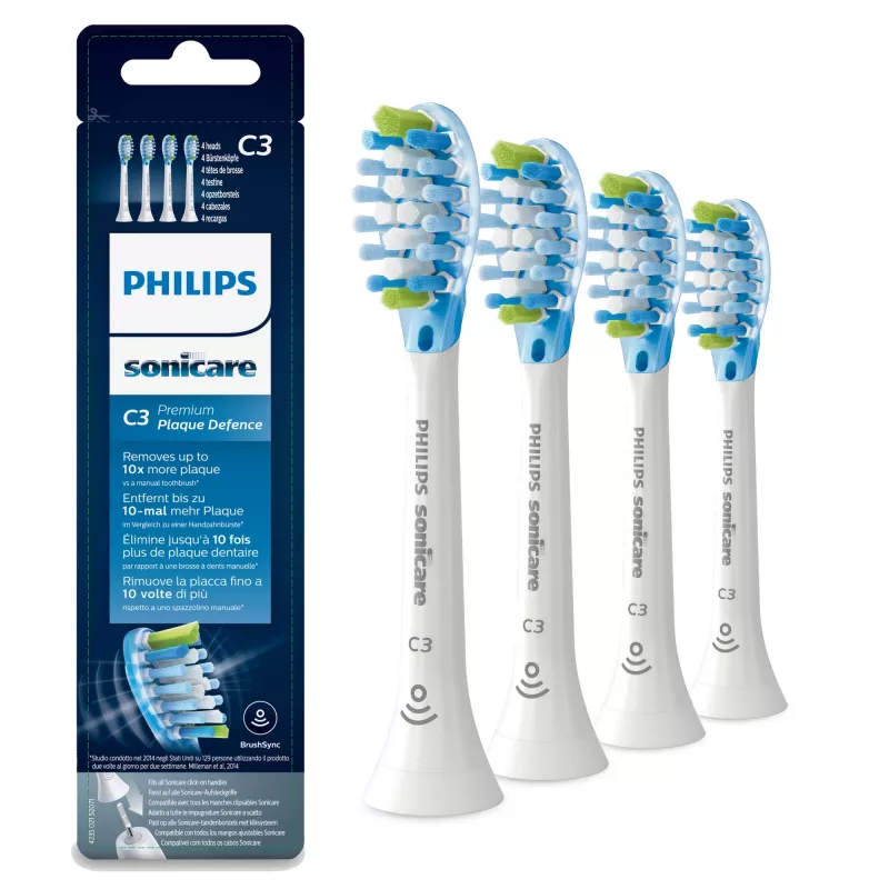 Philips Sonicare C3 Premium Plaque Defence HX9044/17 4 vnt balti dantų šepetėlio antgaliai