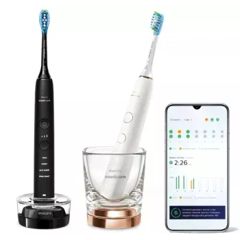 Philips HX9914/57 DiamondClean 9000 2 rinkinys Juoda/Balta – elektrinis dantų šepetėlis