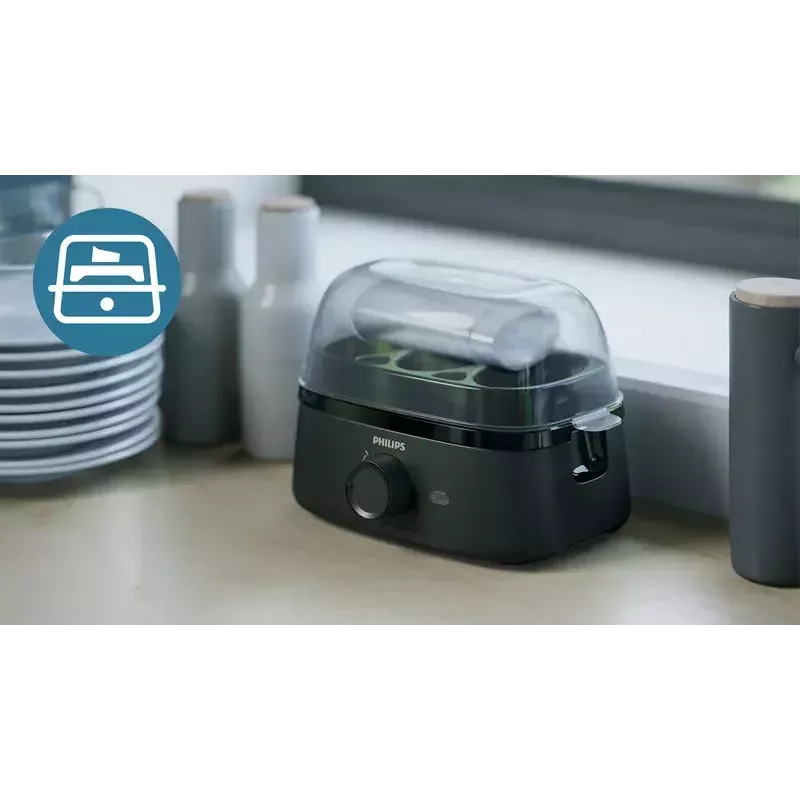 Kiaušinių virimo aparatas Philips 3000 serija HD9137/90, 6 kiaušinių talpa, juodas