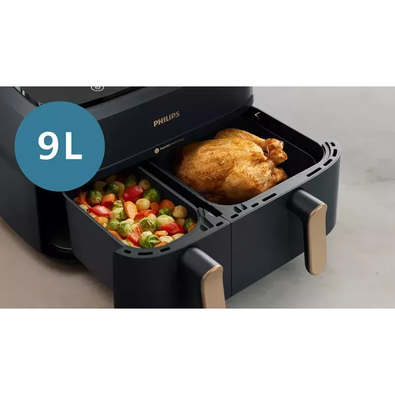 Kreipkaitė su dviem krepšeliais Philips 3000 Series Dual Basket Airfryer NA352/00 — 9 L, 2750 W, 8 programų, 40–200 °C