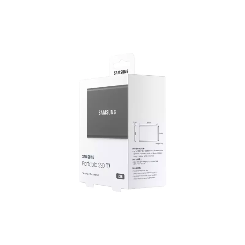 Samsung Portable SSD T7 2 TB USB Type-C 3.2 Gen 2 (3.1 Gen 2) Pilka