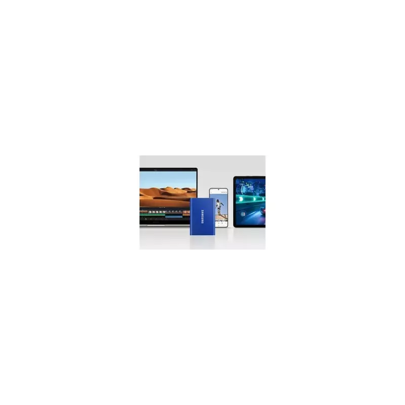 Išorinis SSD Samsung T7 Portable 1 TB, USB-C 3.2 Gen 2, NVMe, AES-256 aparatinė šifravimas, mėlynas